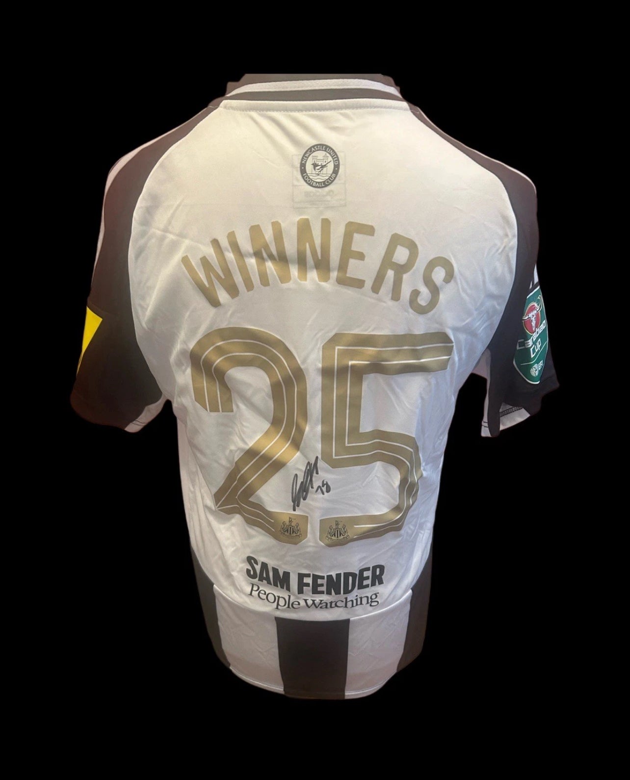 Sean Neave Newcastle United Caraboa Cup “WINNERS 25” Hand Signed Home Shirt