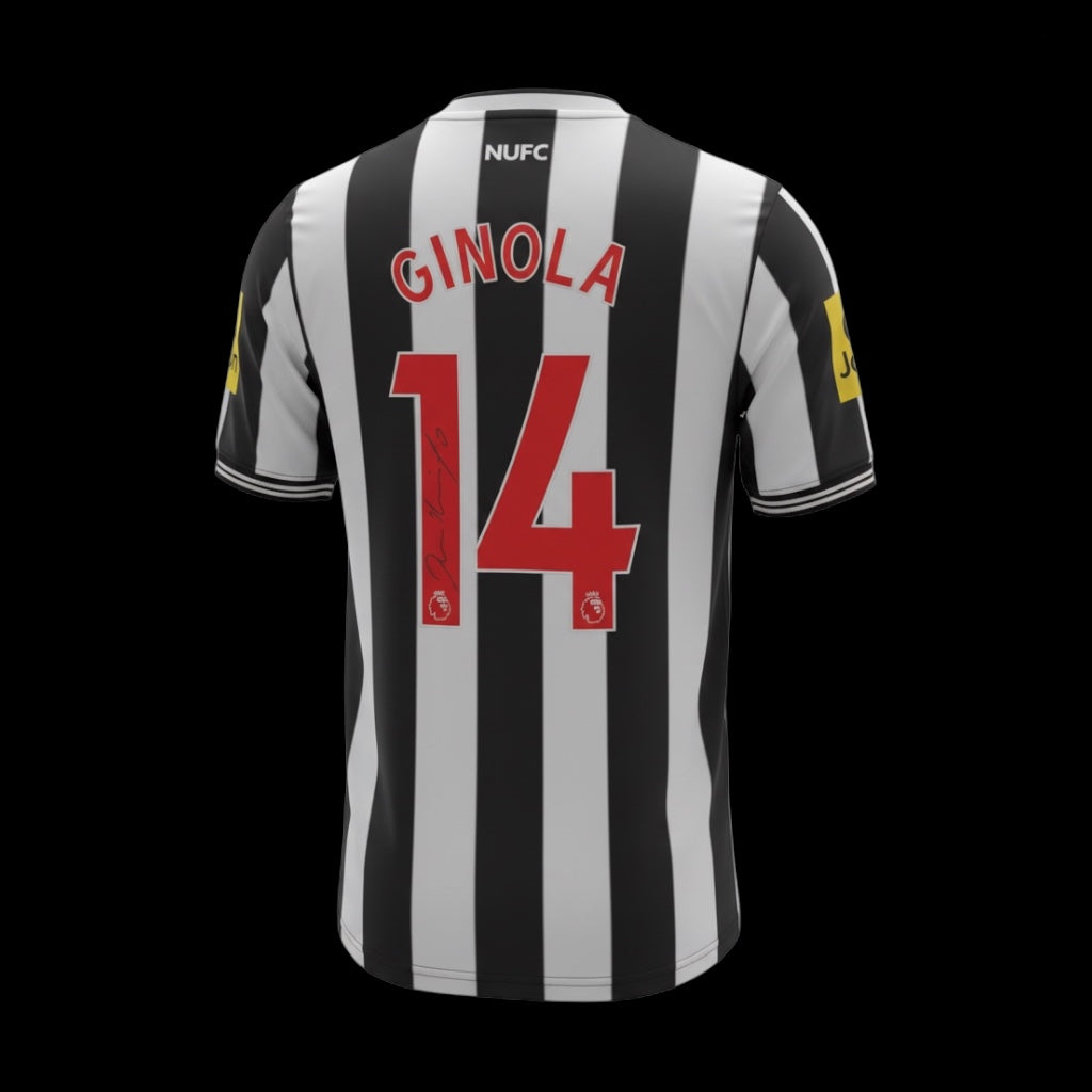 David Ginola Hand Signed Newcastle United Retro Home Shirt