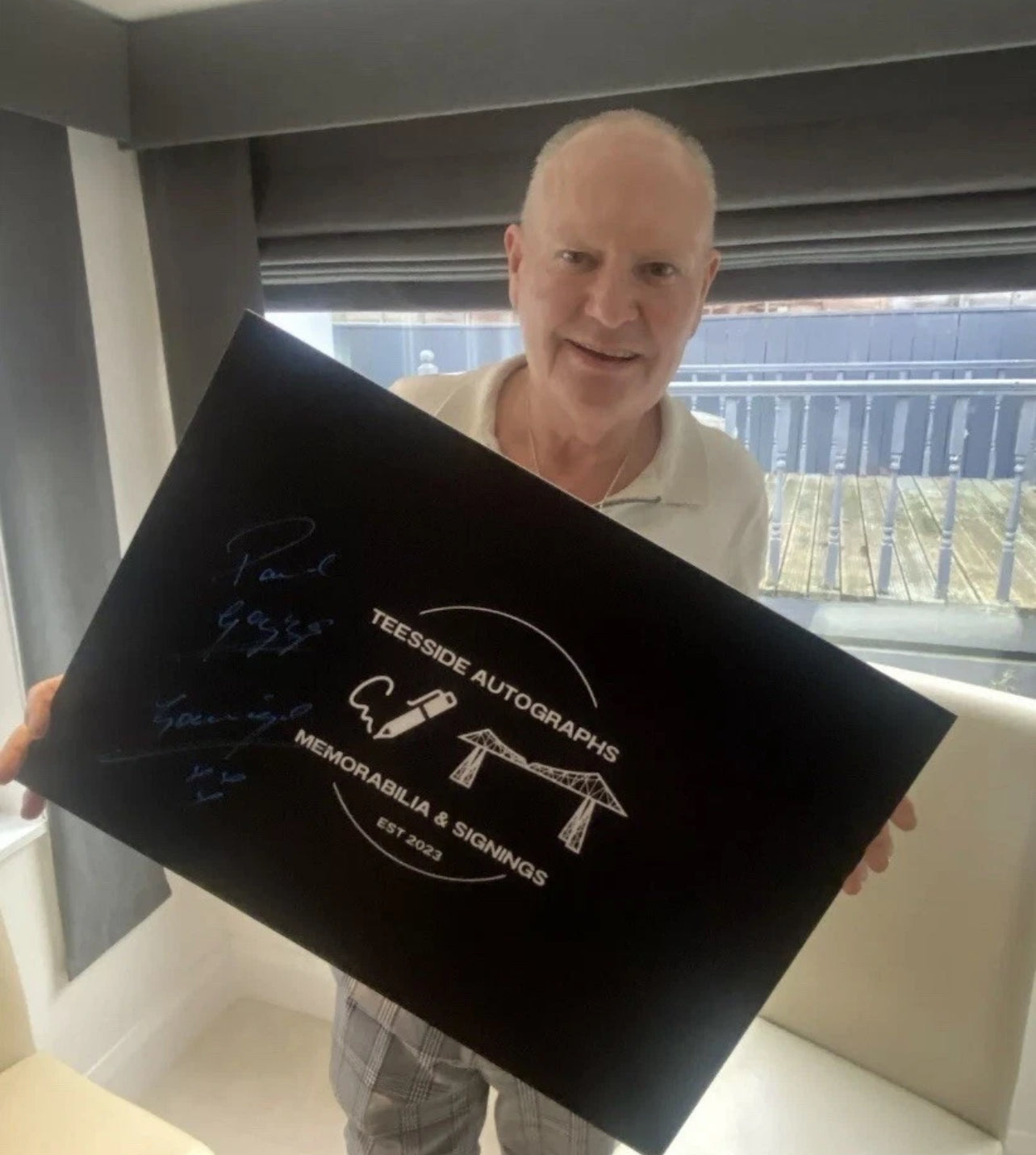 Paul Gascoigne England Legend Hand Signed & Framed Away Shirt