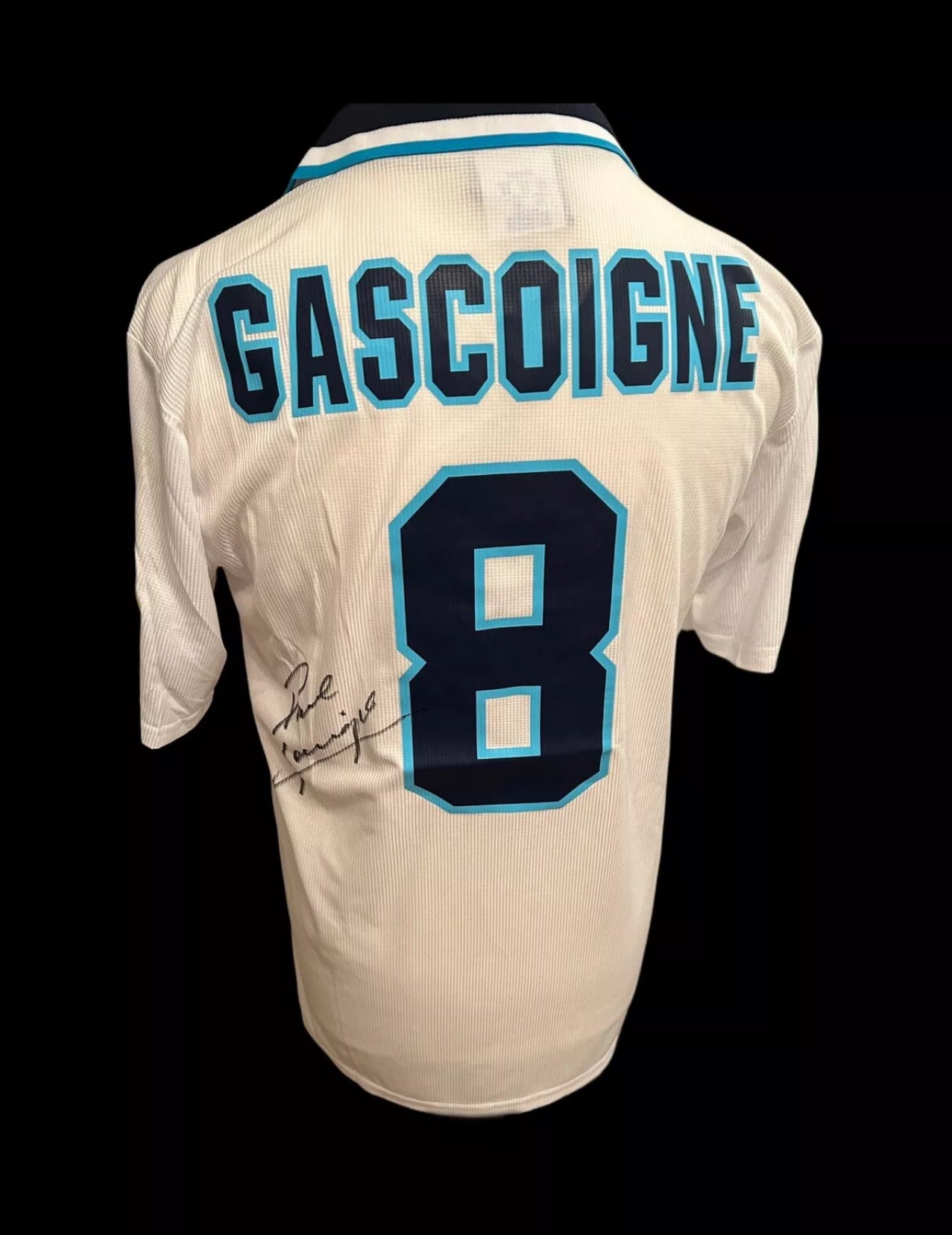 Paul Gascoigne England Euro 1996 Hand Signed Home Shirt