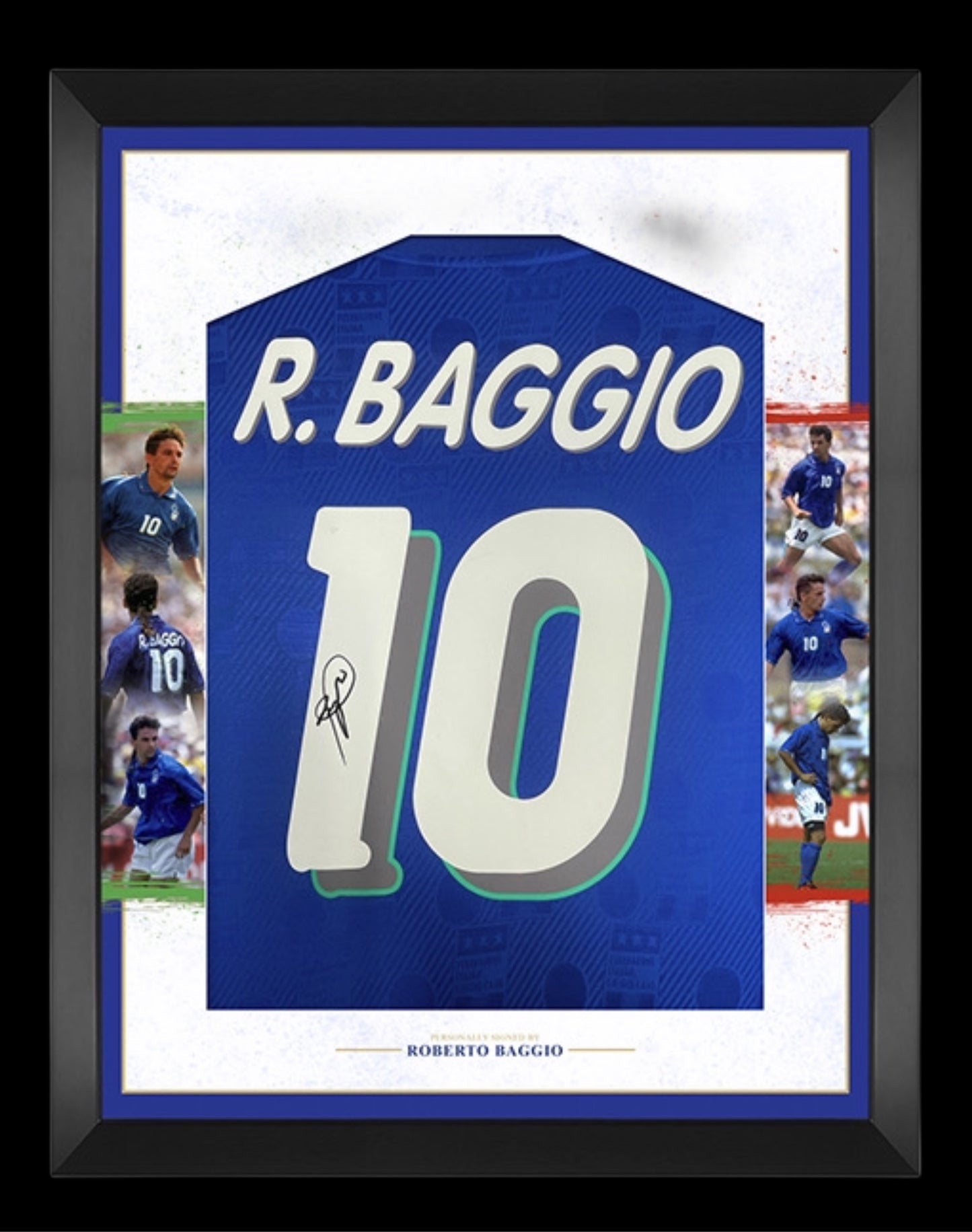 Robert Baggio Italy 1994 USA World Cup Hand Signed FRAMED Home Shirt