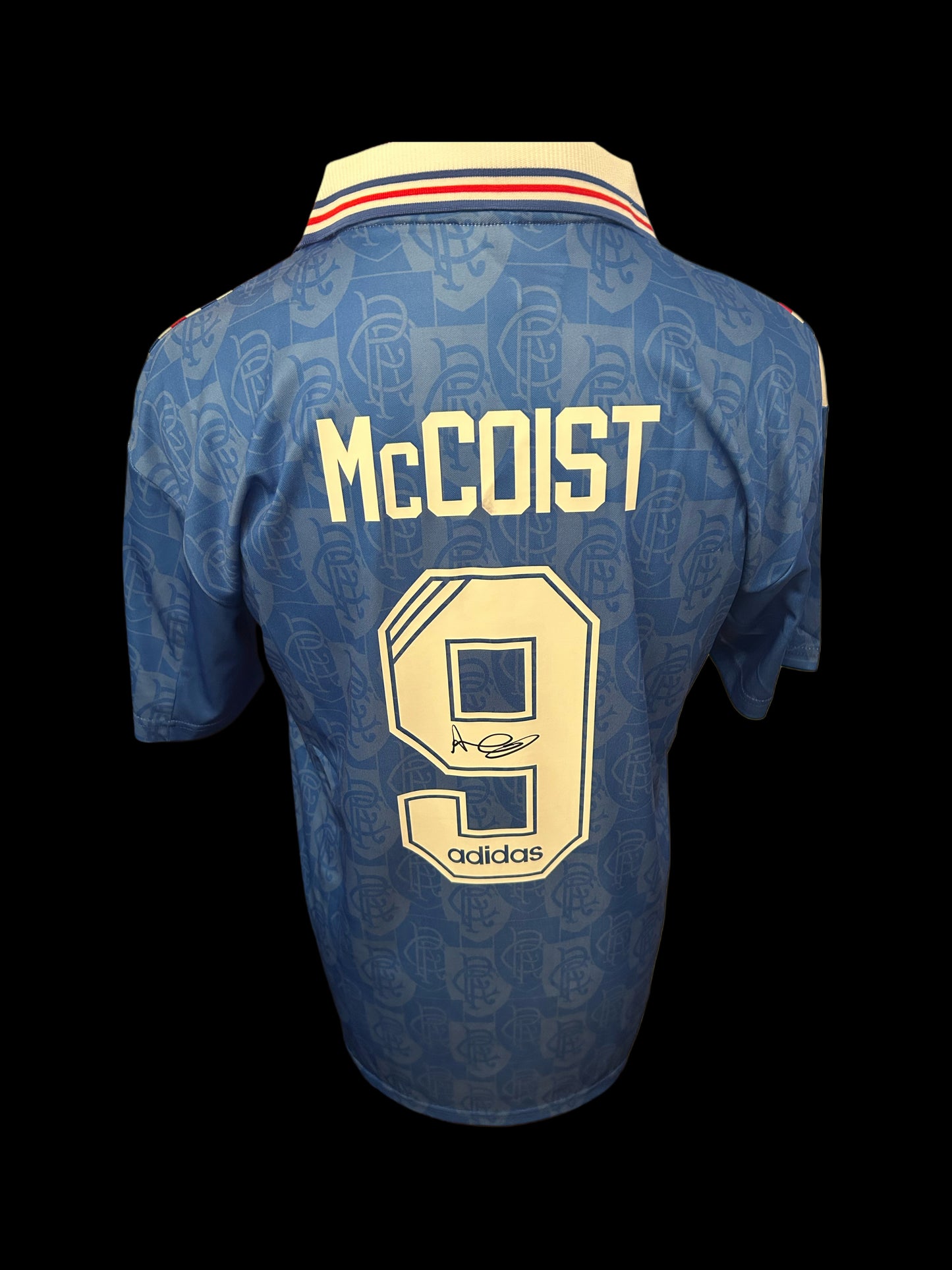 Ally McCoist Rangers 1996/97 Hand Signed Retro Home Shirt