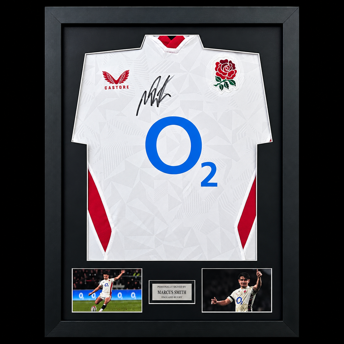Marcus Smith 2026 Hand Signed England Rugby Framed Home Shirt