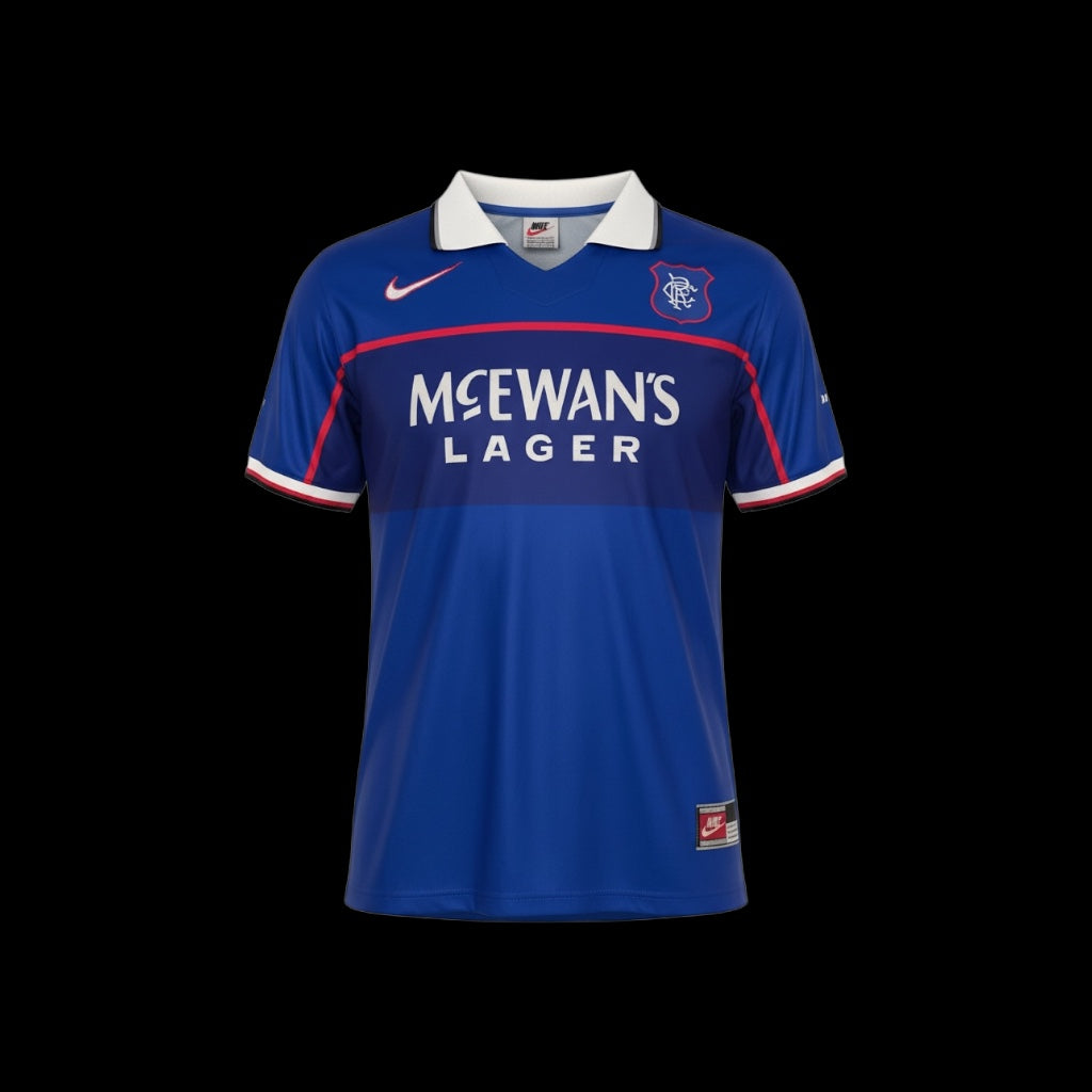 Stuart McCall Rangers 1997-99 Hand Signed Retro Home Shirt