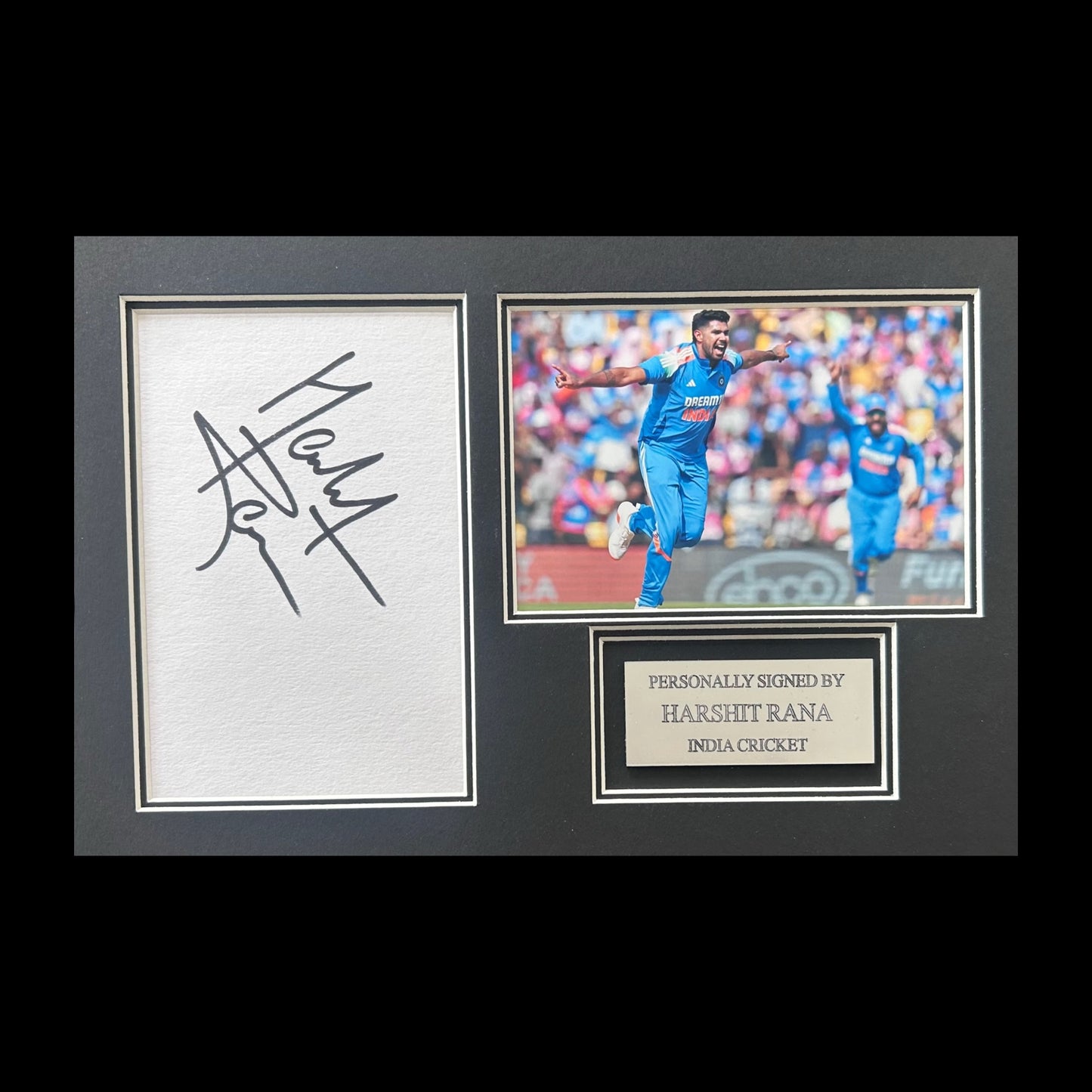 Harshit Rana India Cricket The Kolkata Knight Riders Hand Signed Mount Display