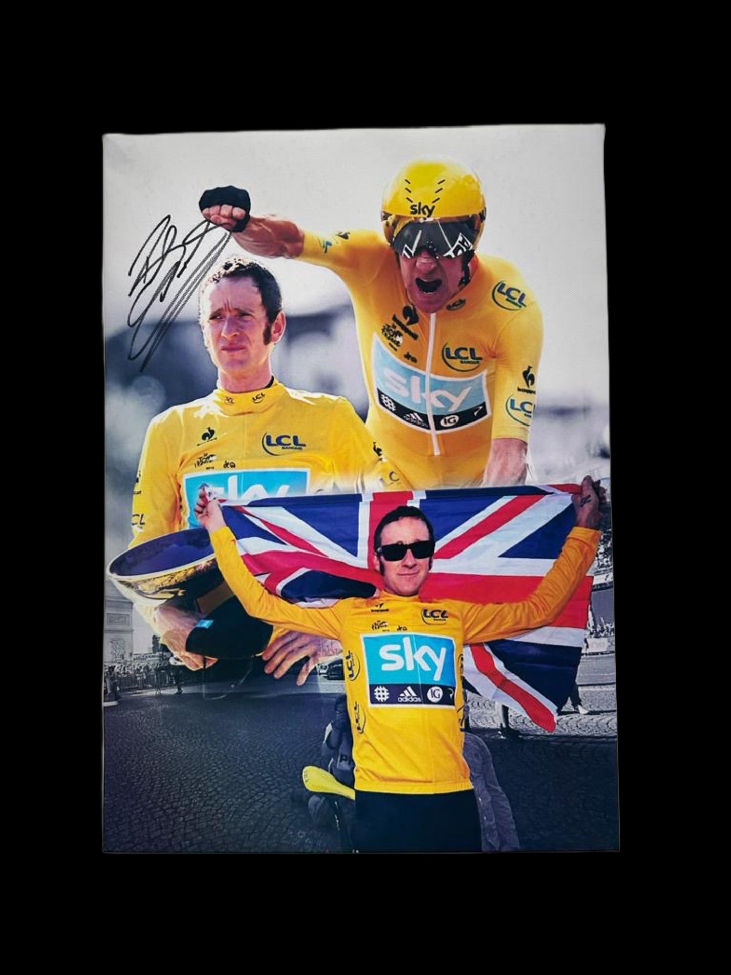 Bradley Wiggins Hand Signed Montage Canvas.