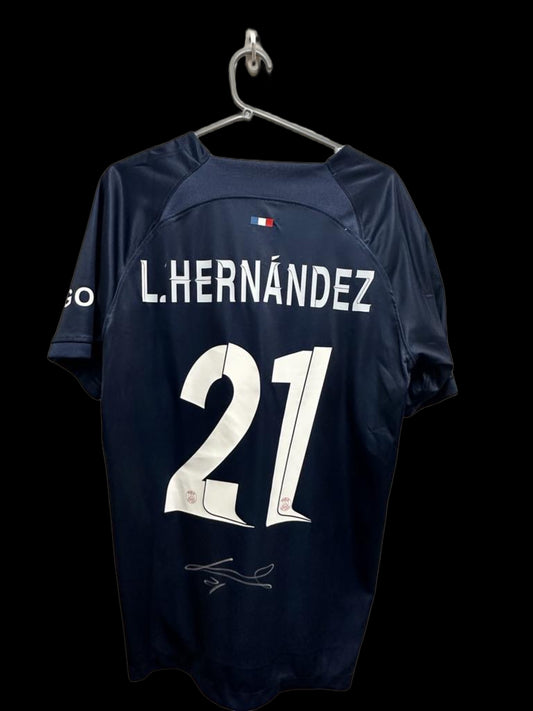 Lucas Hernandez Hand Signed PSG Shirt 2023-24