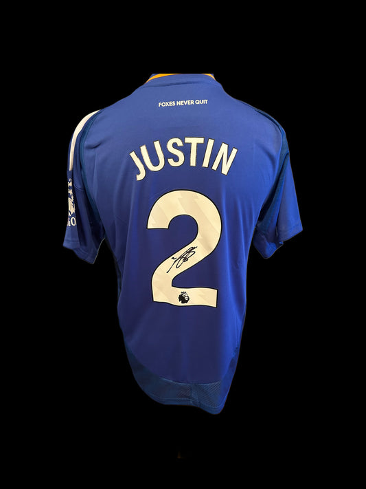 James Justin Leicester City 2024-25 Hand Signed Home Shirt