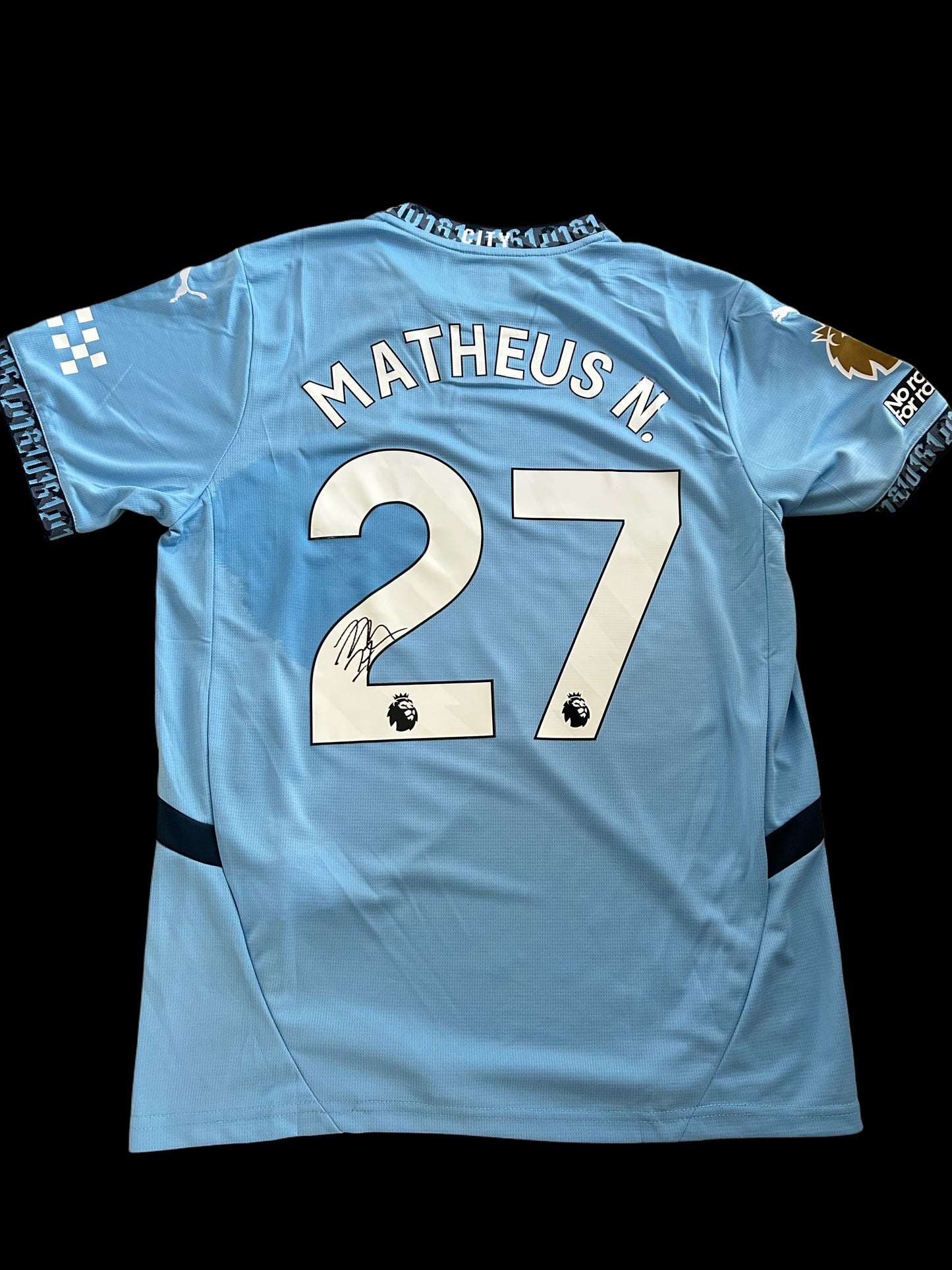 Matheus Nunes Manchester City Hand Signed Home Shirt 2024-2025