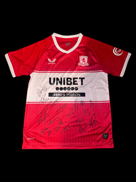 Middlesbrough FC Hand Signed 2025-26 Hand Signed Squad Home Shirt
