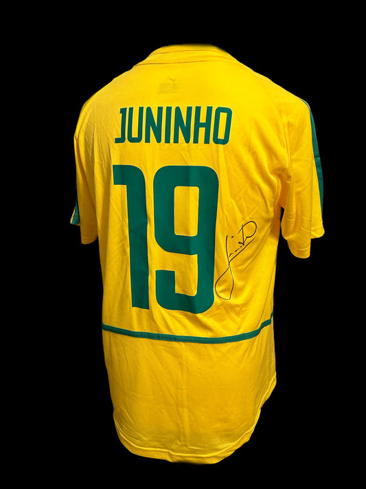 Juninho Paulista Brazil World Cup Winners 2002 Hand Signed Shirt 1