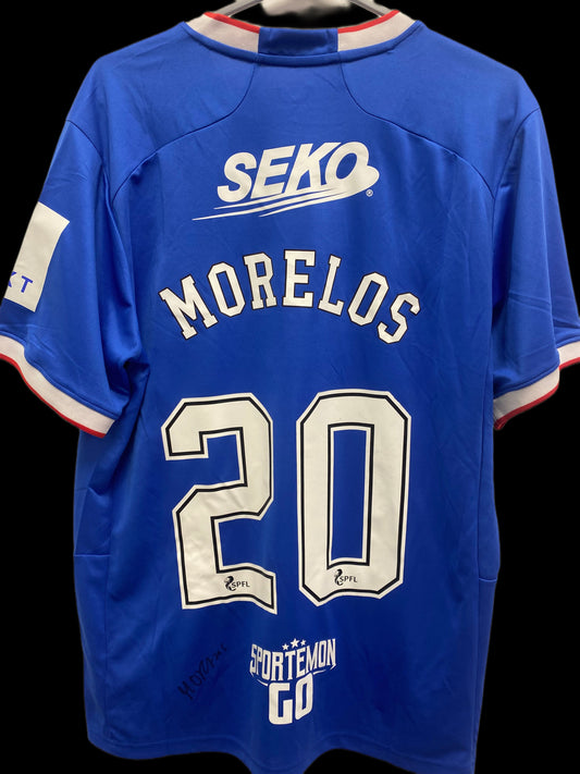 Alfredo Morelos Rangers Hand Signed 22-23 Home Shirt