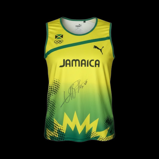 Usain Bolt Olympic Gold Hand Signed Vest 2 “9.58”