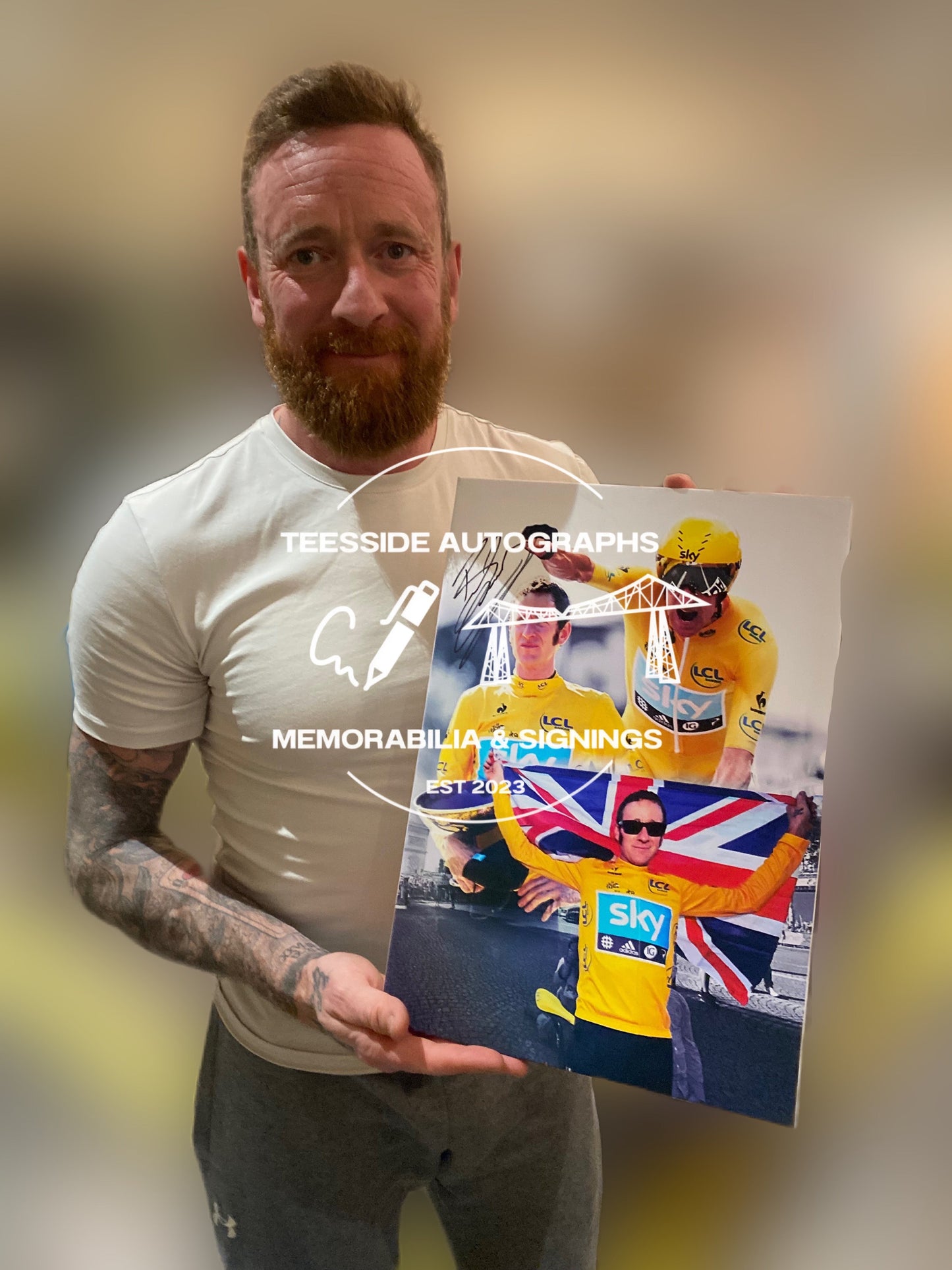 Bradley Wiggins Hand Signed Montage Canvas.