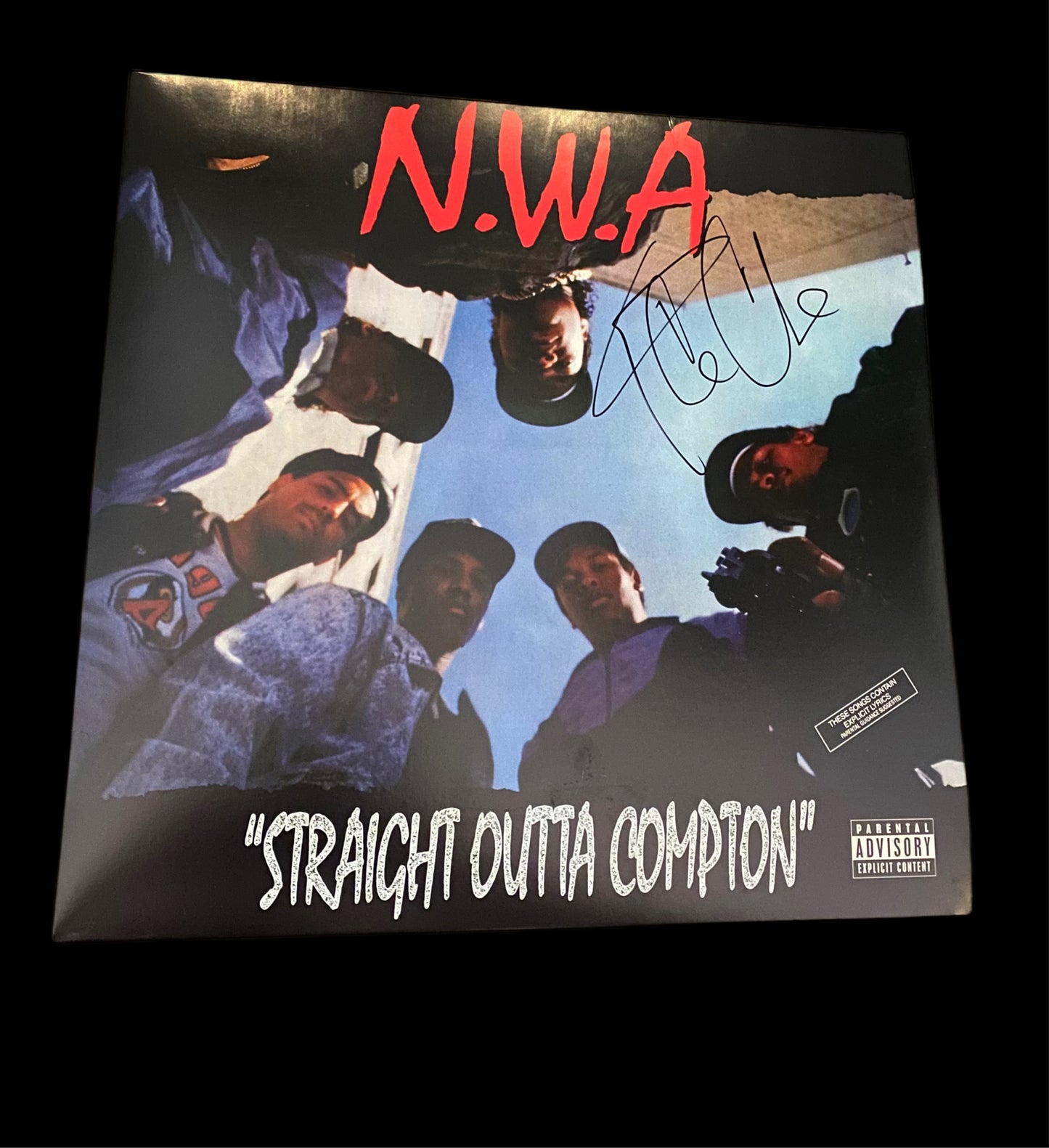 N.W.A - “Straight Outta Compton” Hand Signed ICE CUBE Vinyl.