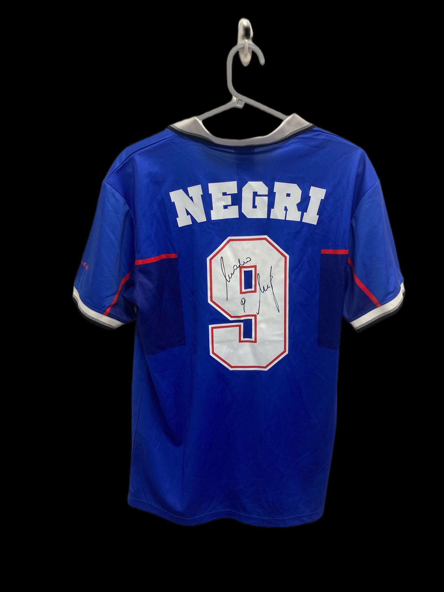 Marco Negri Rangers Hand Signed 1997-98 Home Shirt