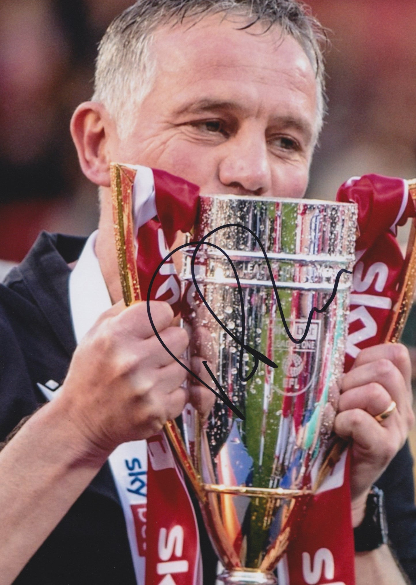 Phil Parkinson Wrexham Promotion Hand Signed 12X8” Photo