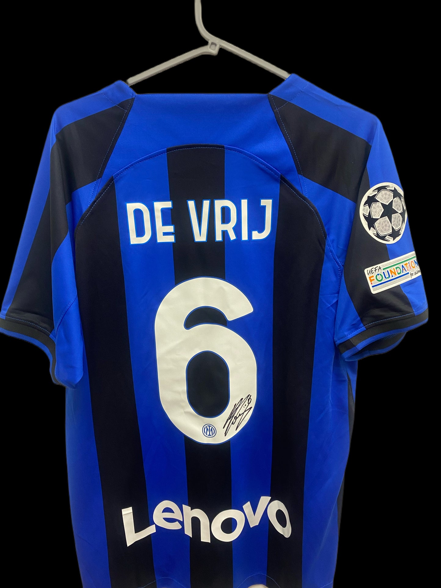 Stefan De Vrij Inter Milan Hand Signed Home Shirt