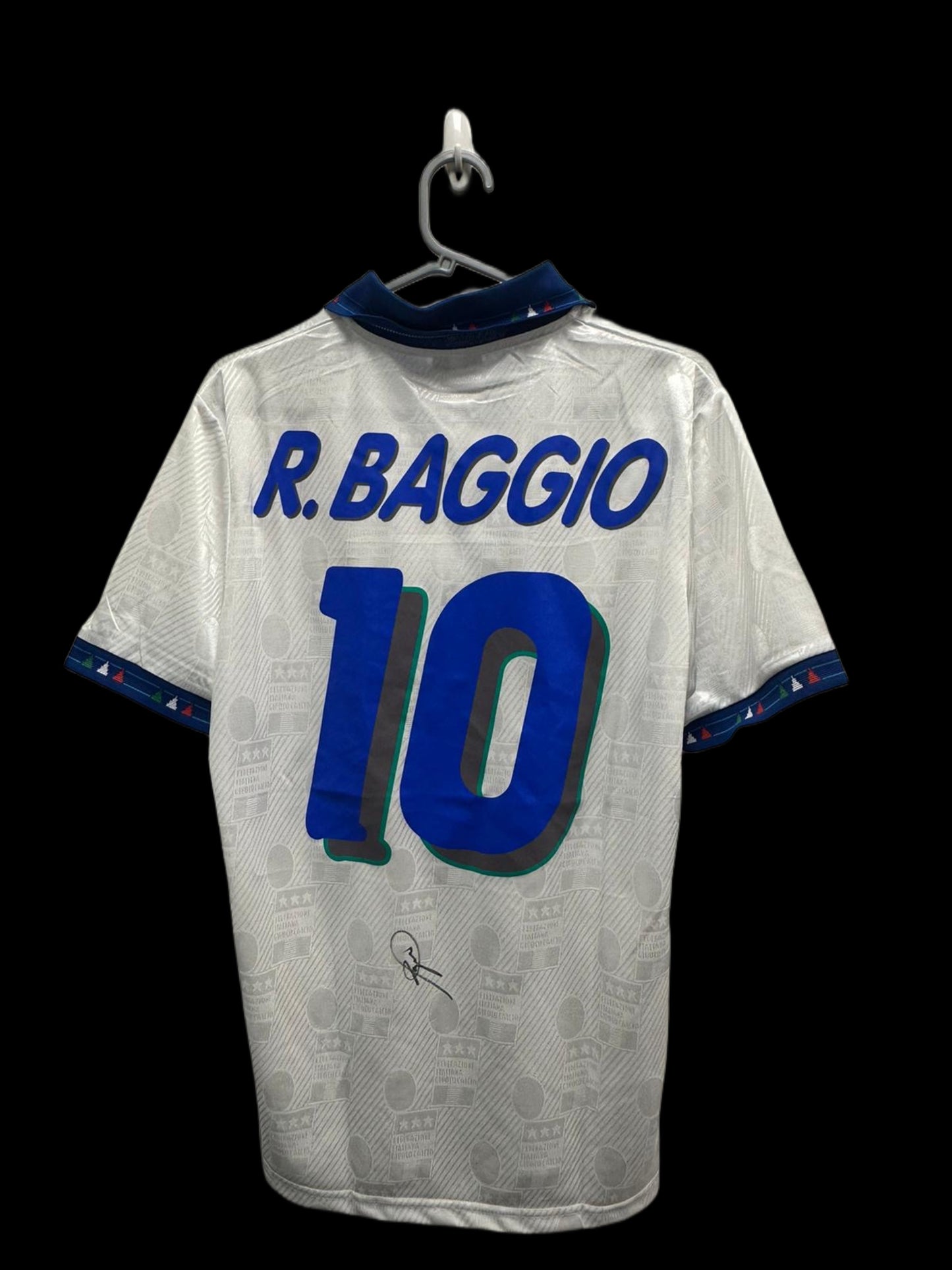 Robert Baggio Italy 1994 USA World Cup Hand Signed Away Shirt.