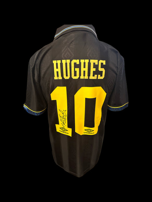 Mark Hughes Manchester United 1993/95  Hand Signed Retro Away Shirt
