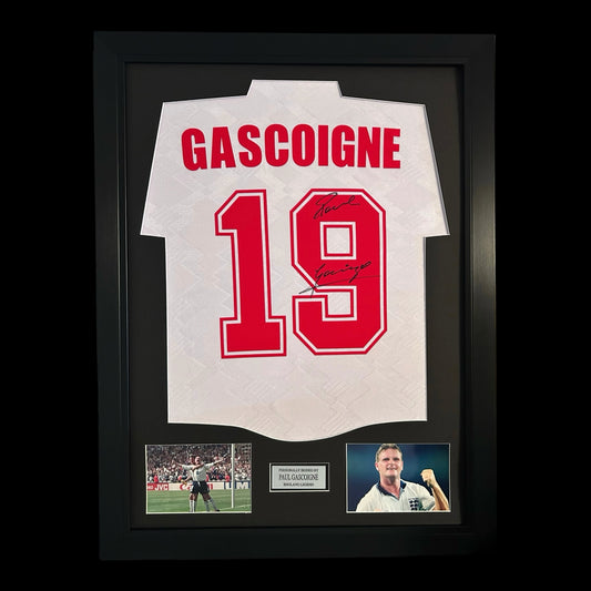 Paul Gascoigne England 1990 Italia Legend Hand Signed & Framed Home Shirt