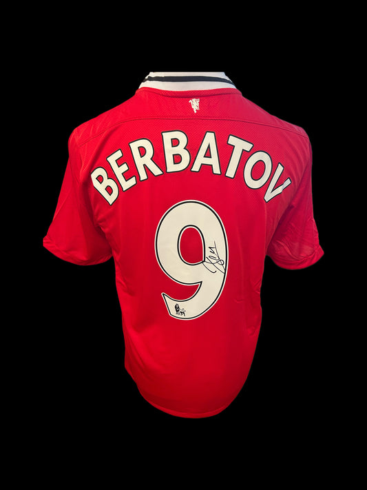 Dimitar Berbatov Manchester United 2011-12 Hand Signed Retro Home Shirt