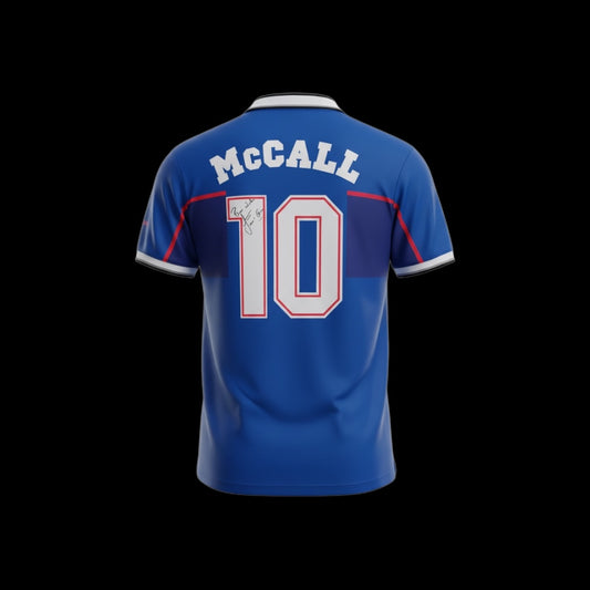 Stuart McCall Rangers 1997-99 Hand Signed Retro Home Shirt