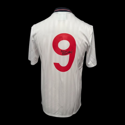 Peter Beardsley England 1986 Retro Hand Signed Home Shirt
