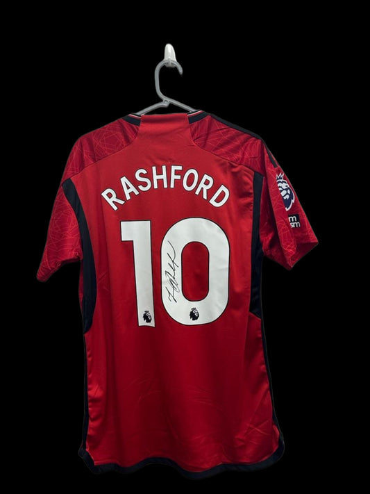 Marcus Rashford Manchester United Hand Signed Home Shirt 2023-24.