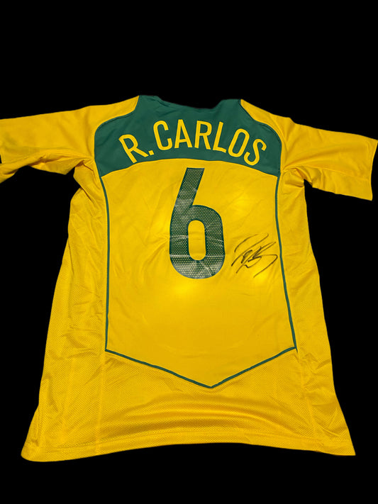 Roberto Carlos Brazil 2003 Hand Signed Home Shirt 2