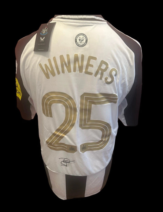 Fabian Schar Newcastle United Caraboa Cup “WINNERS 25” Hand Signed Home Shirt
