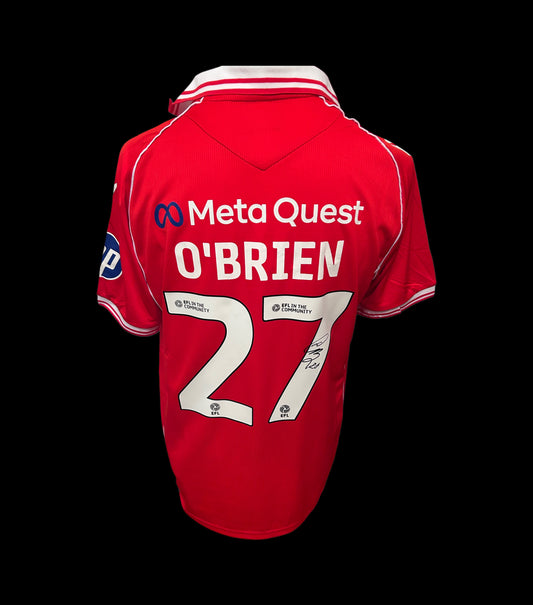 Lewis O’Brien Wrexham 2025-26 Hand Signed Home Shirt
