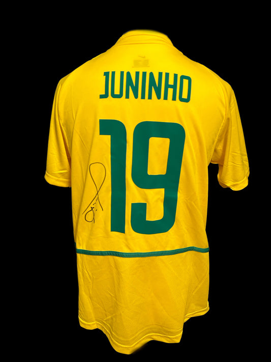 Juninho Paulista Brazil World Cup Winners 2002 Hand Signed Shirt 2