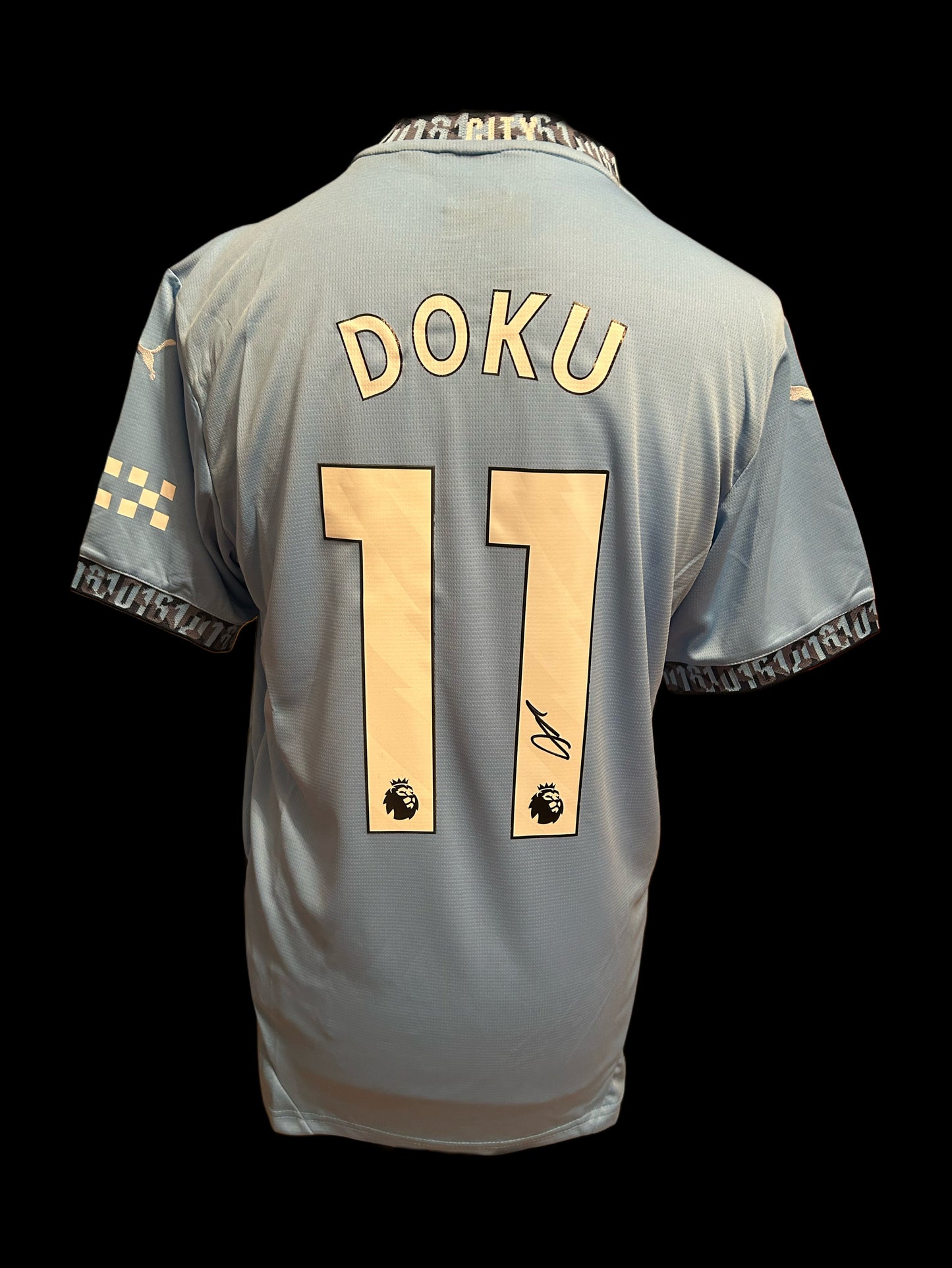 Jeremy Doku  Manchester City 2024-25 Hand Signed Home Shirt