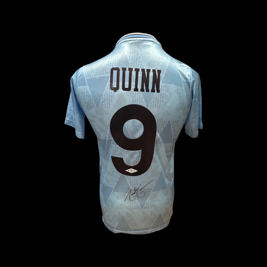 Niall Quinn Manchester City 1989-91 Hand Signed Home Shirt