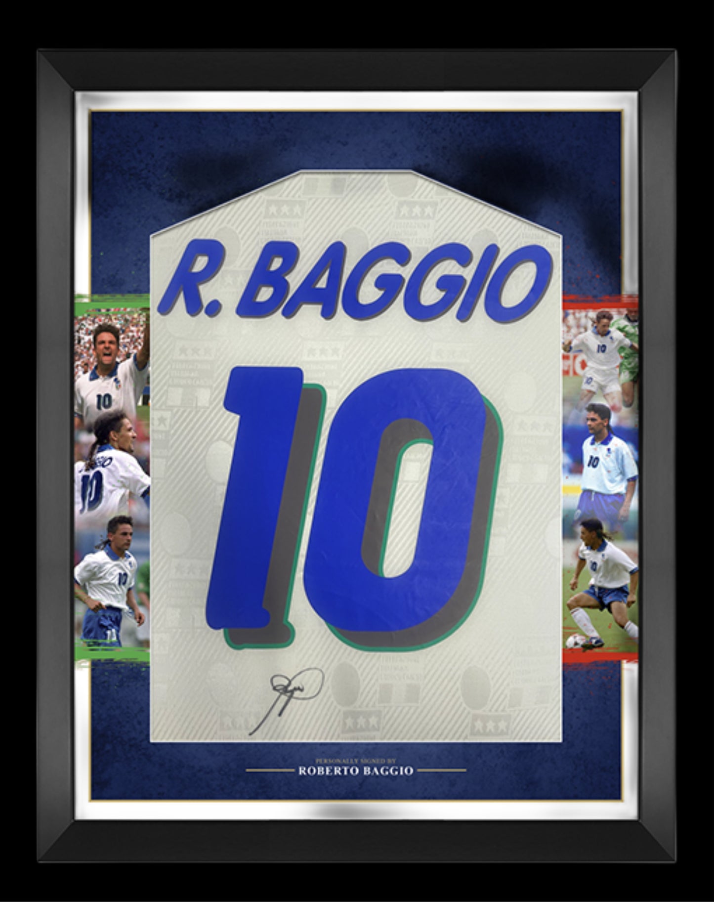 Robert Baggio Italy 1994 USA World Cup Hand Signed FRAMED  Away Shirt