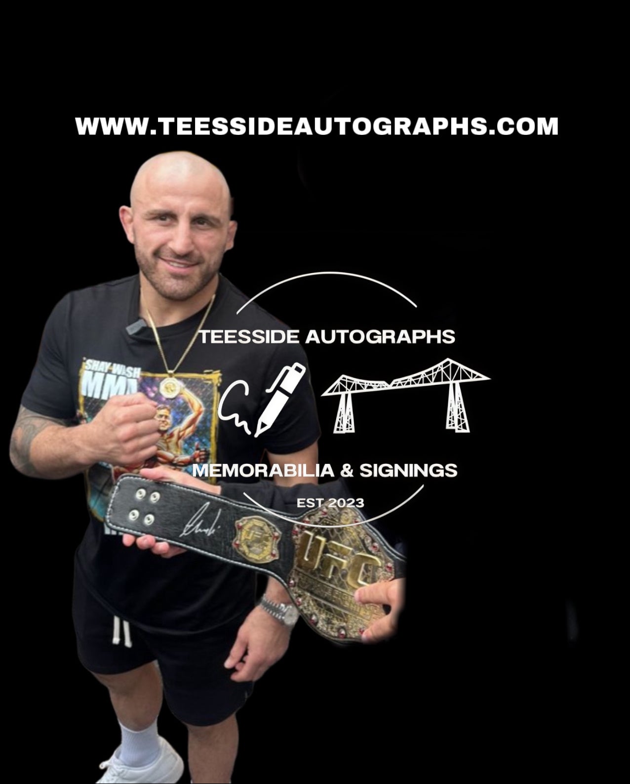 Alexander Volkanovski UFC Hand Signed Mini Belt 3