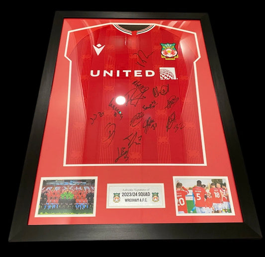 Wrexham FC 2023-24 Home Shirt Full Squad Signed