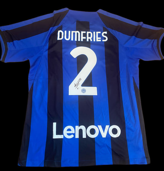 Denzel Dumfries Hand Signed Inter Milan Home Shirt