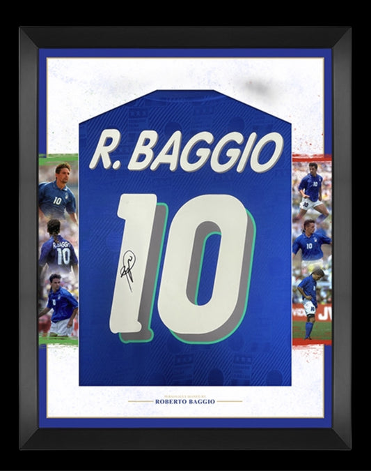 Robert Baggio Italy 1994 USA World Cup Hand Signed FRAMED  Home Shirt