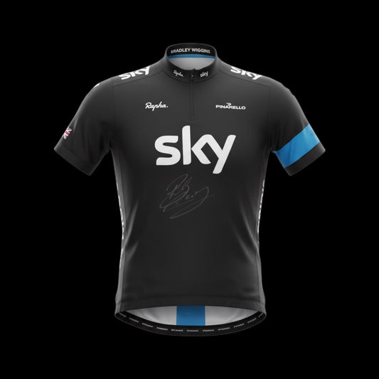 Bradley Wiggins X Rapha Hand Signed Team Sky Cycling Jersey