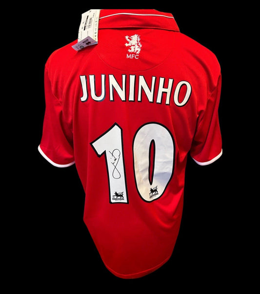Juninho Paulista Middlesbrough Carling Cup Winners 2004 Hand Signed Home Shirt