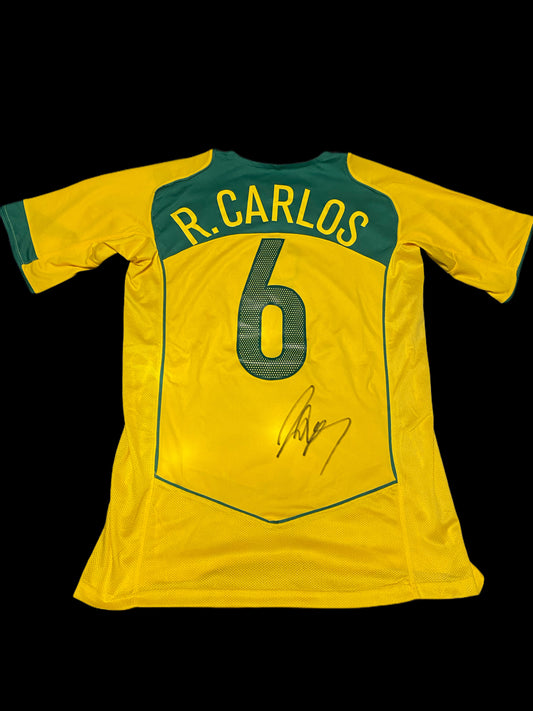 Roberto Carlos Brazil 2003 Hand Signed Home Shirt 4