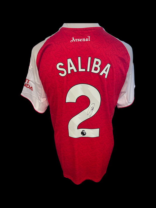 William Saliba Arsenal 2025-26 Hand Signed Home Shirt