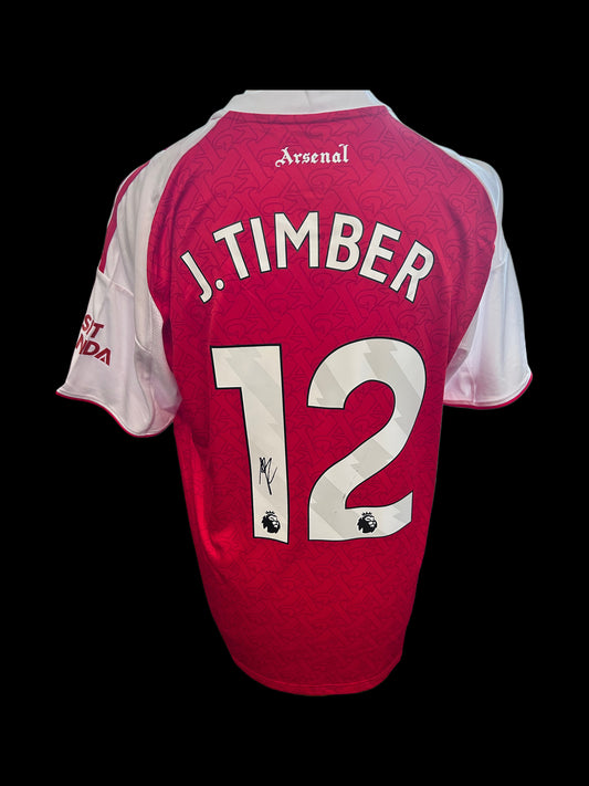 Jurrien Timber Arsenal 2025-26 Hand Signed Home Shirt