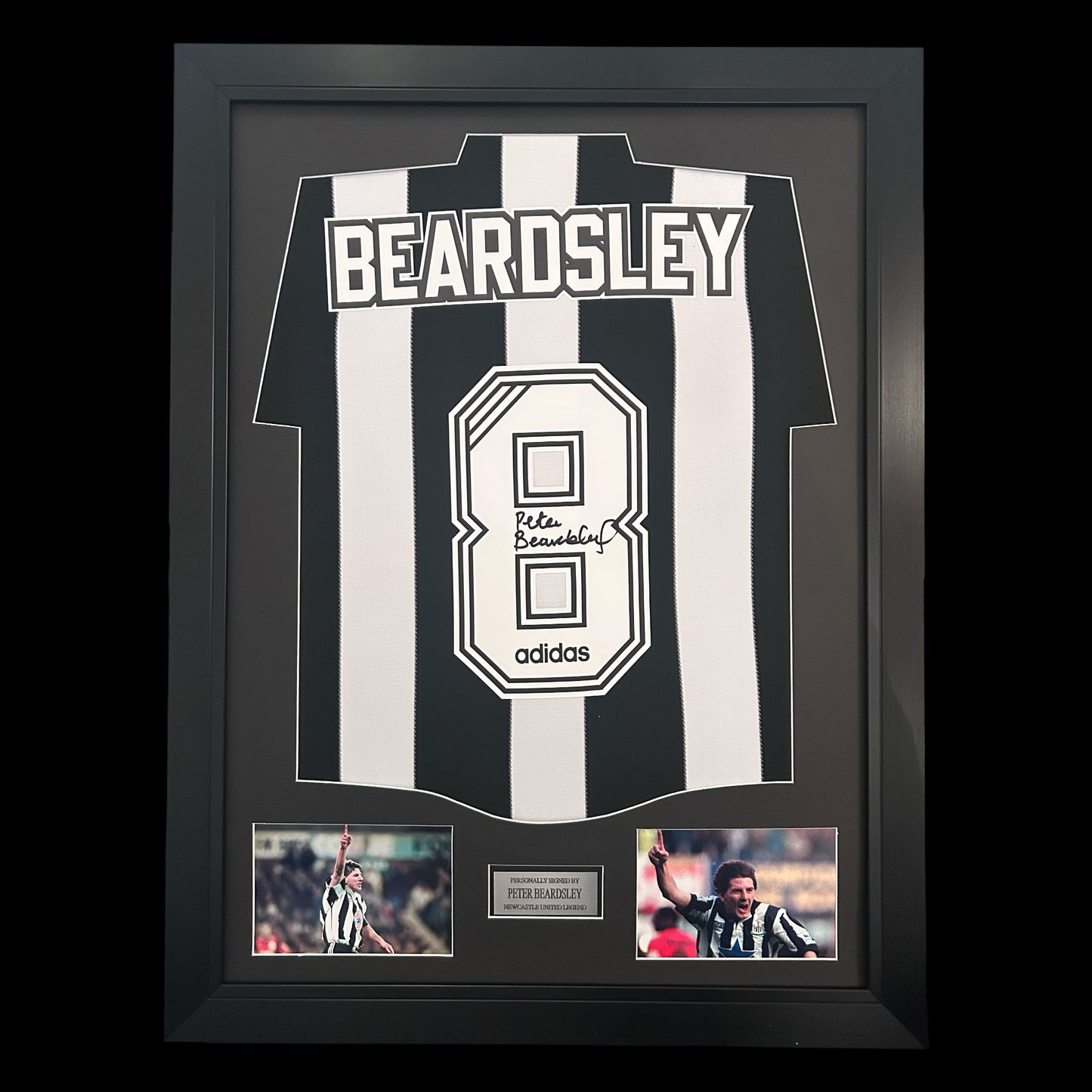 Peter Beardsley Newcastle United 1995-96 Hand Signed Framed Retro Home Shirt