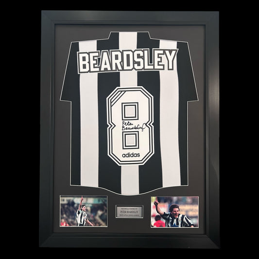 Peter Beardsley Newcastle United 1995-96 Hand Signed Framed Retro Home Shirt