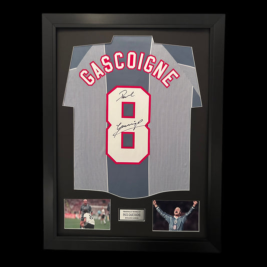 Paul Gascoigne England Legend Hand Signed & Framed Away Shirt