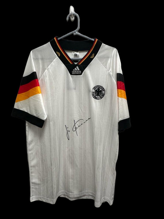 Jurgen Klinsmann Germany 1992 Hand Signed Home Shirt.