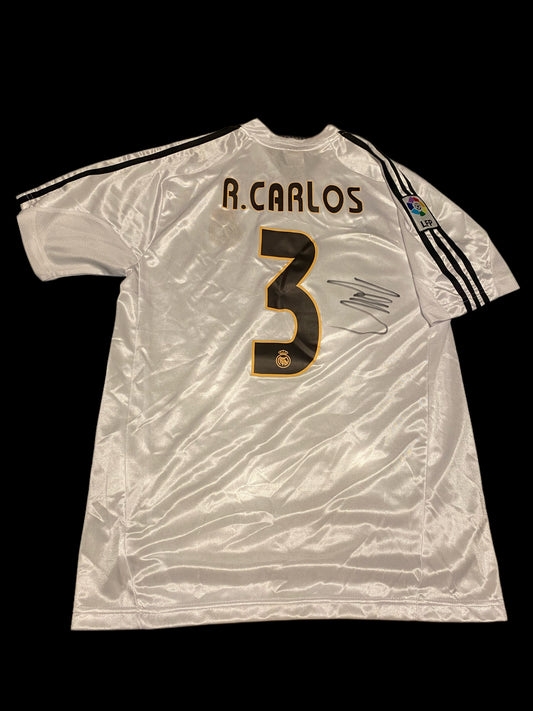 Roberto Carlos Real Madrid 2003-04 Hand Signed Home Shirt 1